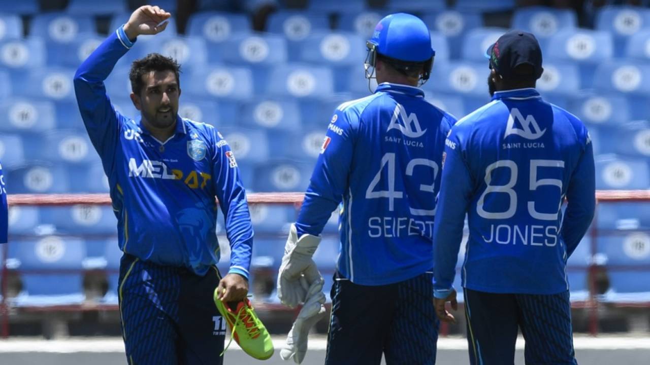 Tabraiz Shamsi celebrates a wicket, St Lucia Kings vs Antigua and Barbuda Falcons, CPL 2025, Gros Islet, August 31, 2025
