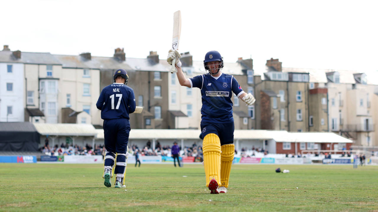 Liam Dawson acknowledges the applause for his 142, Yorkshire vs Hampshire, Metro Bank Cup semi-finals, Scarborough, August 31, 2025