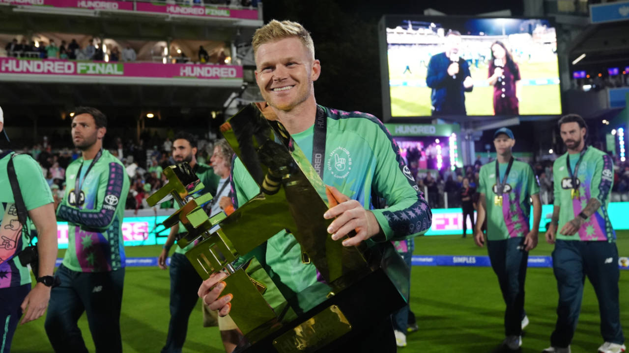 Sam Billings parades the trophy after Oval Invincibles' third Men's Hundred title, Oval Invincibles vs Trent Rockets, The Hundred Men's Competition, Final, Lord's, August 31, 2025