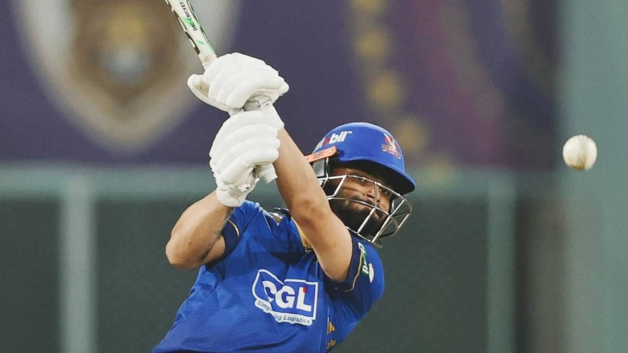 Rinku Singh slams the ball down the ground, Lucknow, August 31, 2025