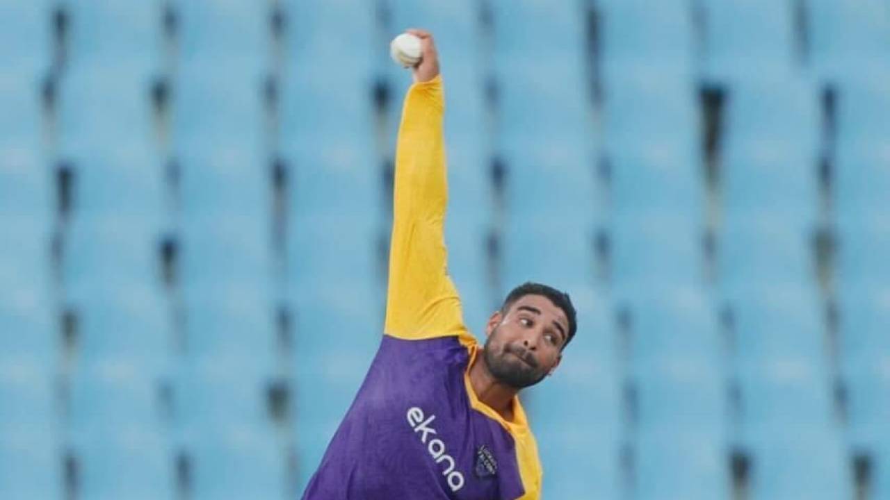 Vipraj Nigam bowls, Lucknow, August 29, 2025