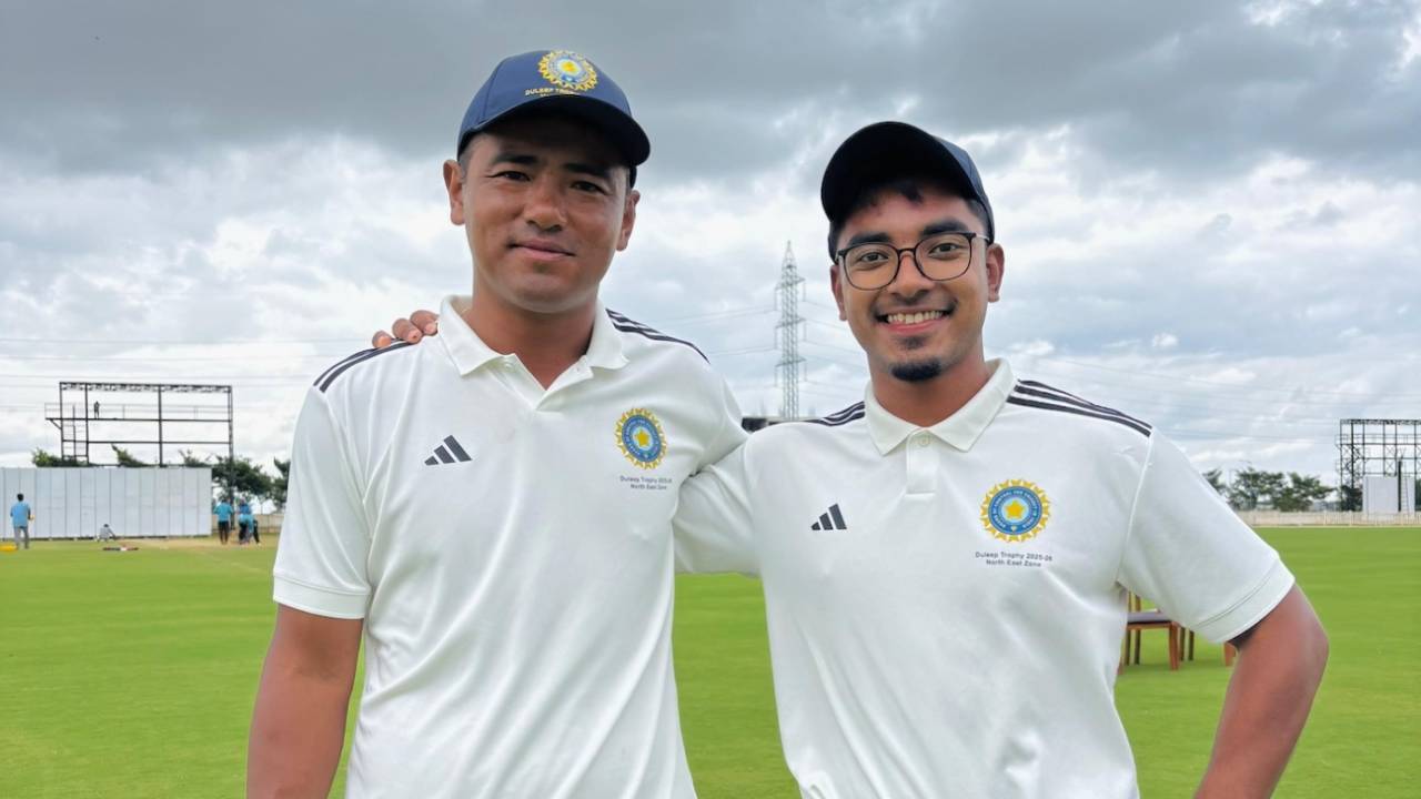 Rongsen Jonathan (L) and Jehu Anderson (R) strike a pose, Bengaluru, August 31, 2025