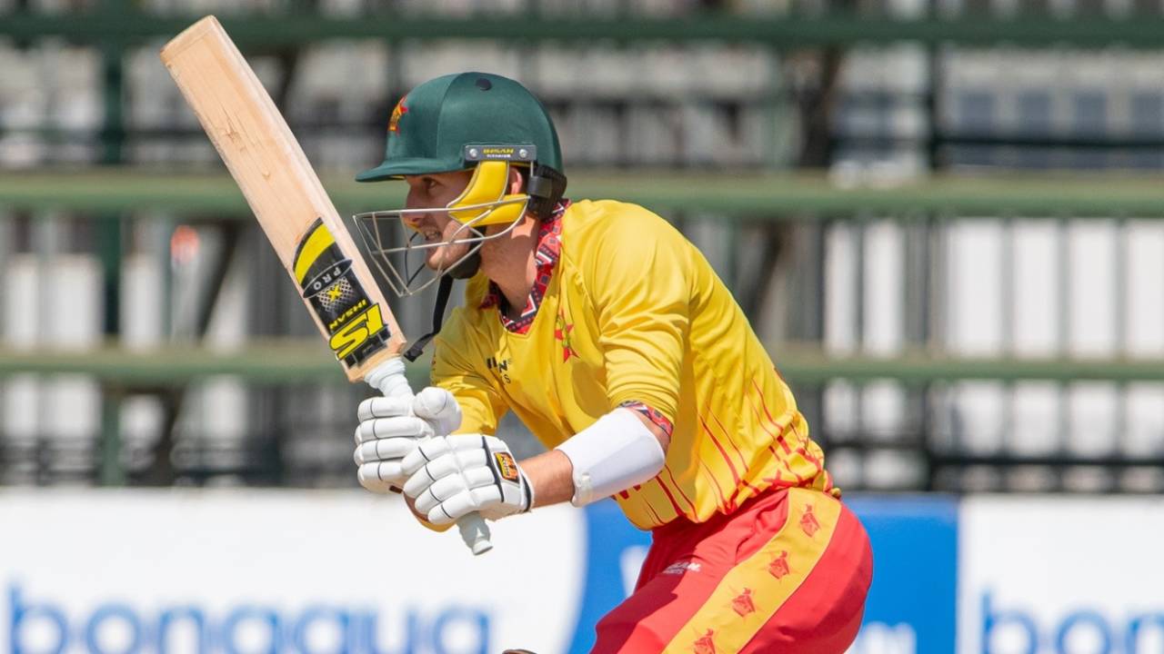Brian Bennett plays a shot, Zimbabwe vs Sri Lanka, 1st T20I, Harare, September 3, 2025