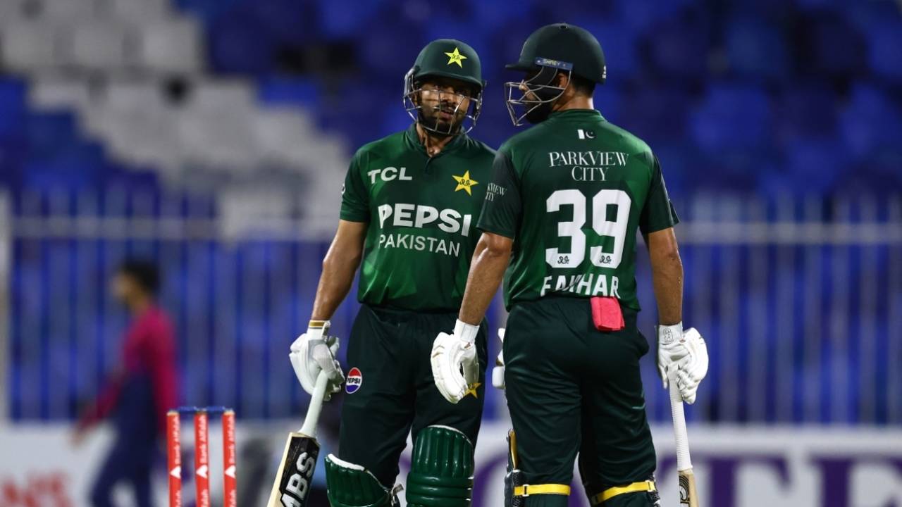 Mohammad Nawaz added an unbroken 91 with Fakhar Zaman for the sixth wicket, UAE vs Pakistan, UAE T20I tri-series, Sharjah, September 4, 2025