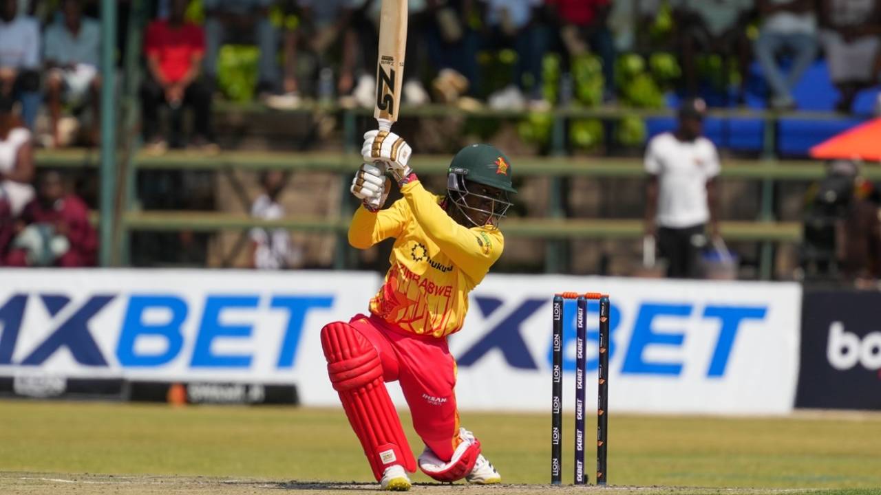 Tadiwanashe Marumani drives square through off, Zimbabwe vs Sri Lanka, 3rd T20I, Harare, September 9, 2025