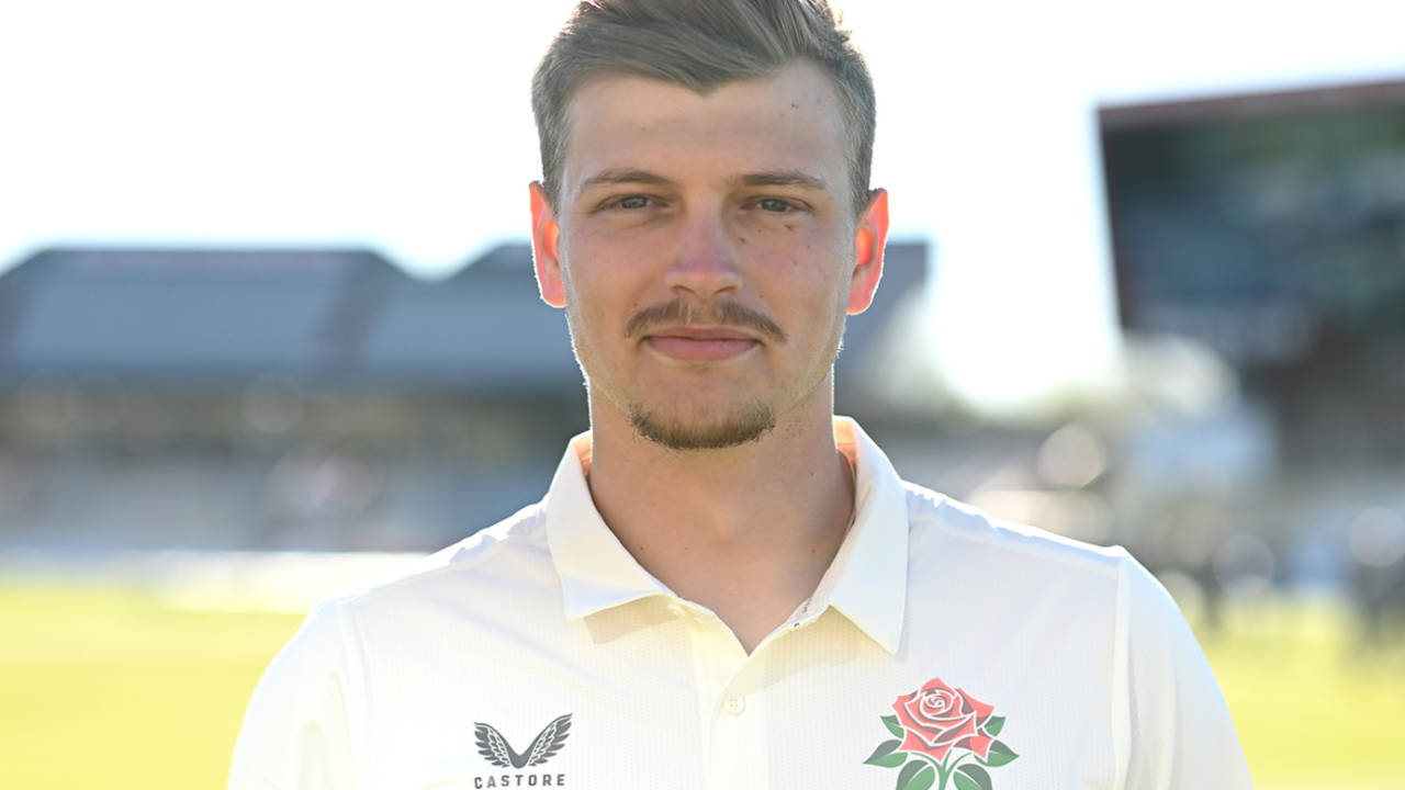 Mitchell Stanley at Lancashire's pre-season media day, Old Trafford, April 1, 2025