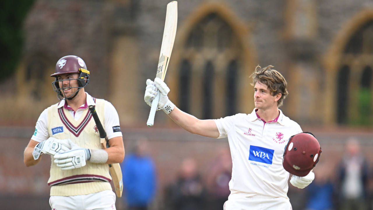 Tom Abell acknowledges his century, Somerset vs Yorkshire, County Championship, Division One, Taunton, September 9, 2025