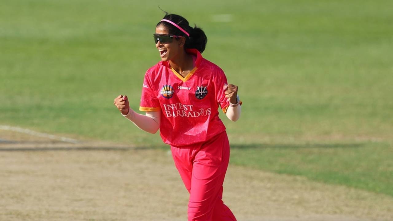 Shreyanka Patil is one of the three Indians at the WCPL 2025, Trinbago Knight Riders vs Barbados Royals, Women's Caribbean Premier League, Guyana, September 10, 2025