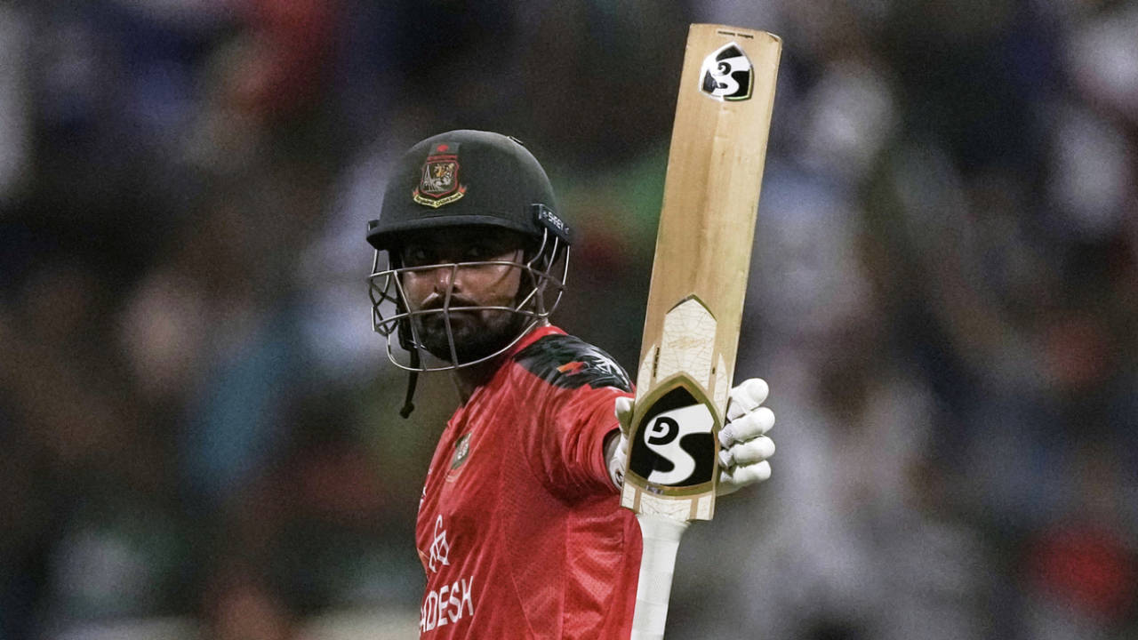 Litton Das celebrates his fifty, Bangladesh vs Hong Hong, Men's T20 Asia Cup, Abu Dhabi, September 11, 2025