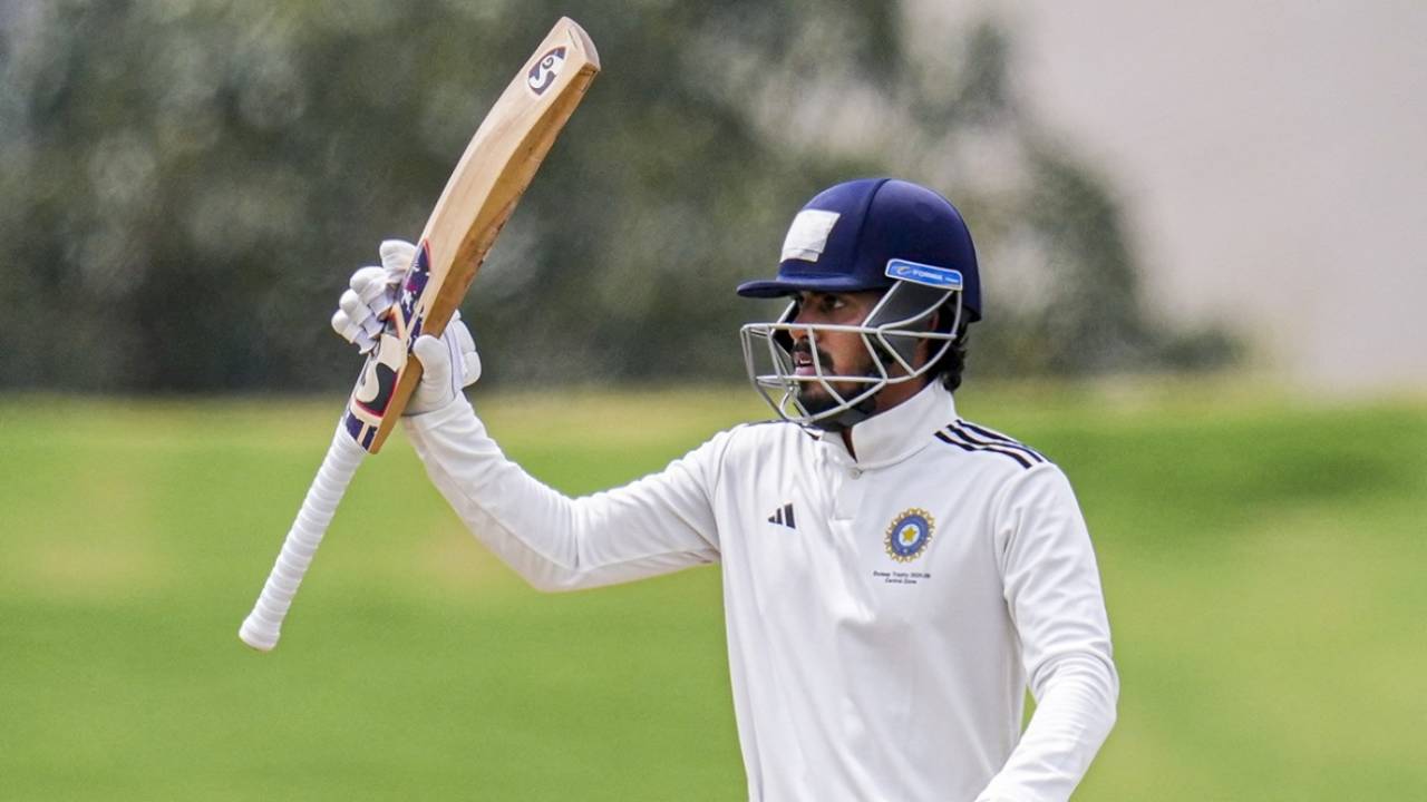 Yash Rathod celebrates his fifty, South Zone vs Central Zone, Duleep Trophy final, 2nd day, CEG Ground, September 12, 2025