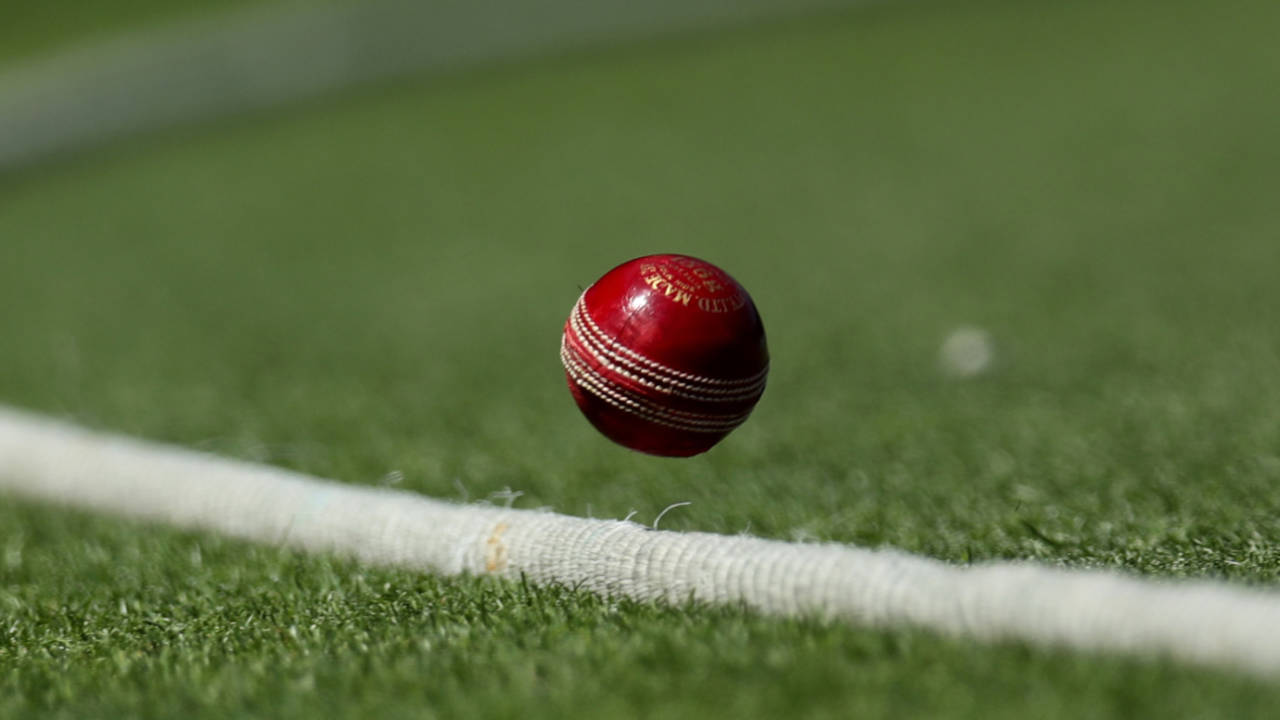 Stock image of a cricket ball crossing the boundary