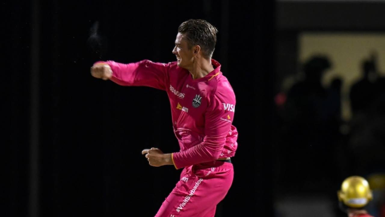 Chris Green finished with stunning figures of 4-1-9-3, Barbados Royals vs Trinbago Knight Riders, CPL 2025, Bridgetown, September 12, 2025