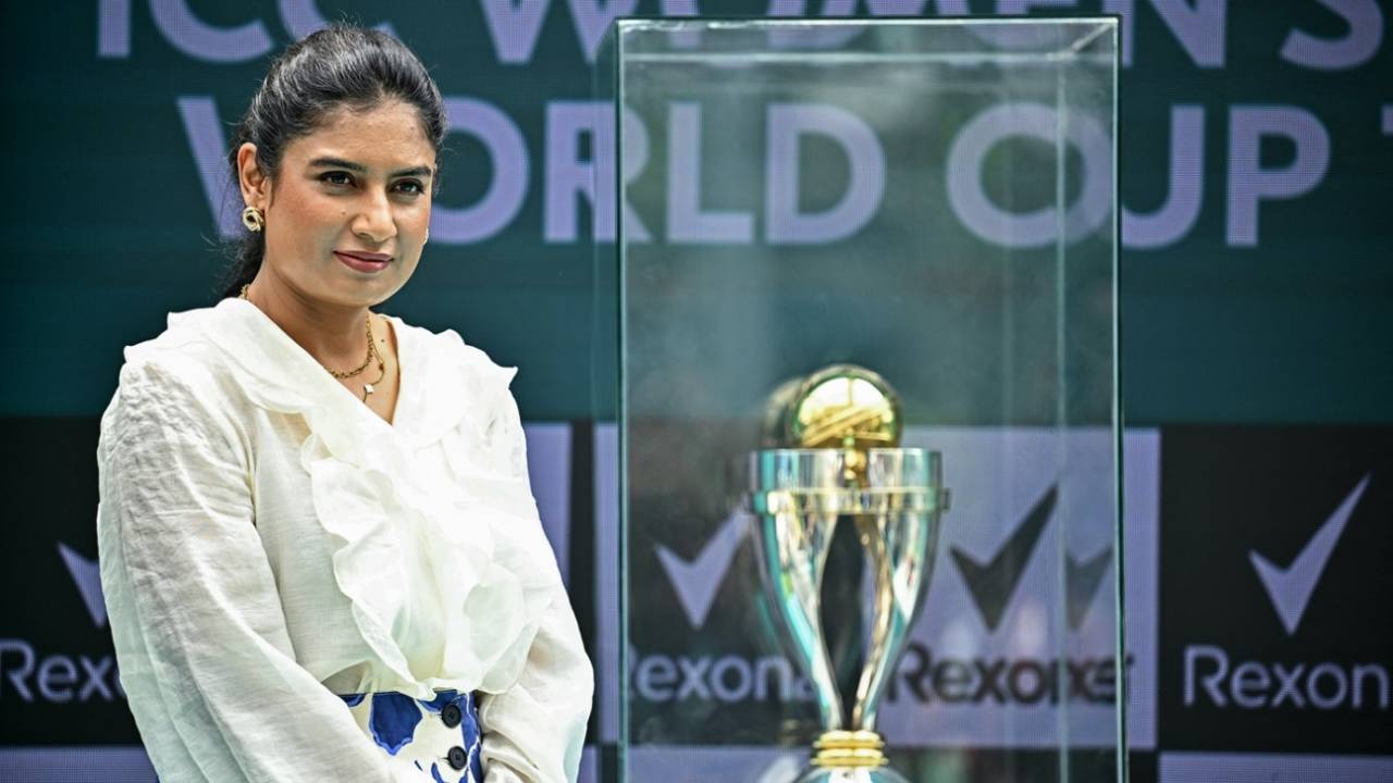Mithali Raj poses with the Women's ODI World Cup trophy, Bengaluru, September 13, 2025