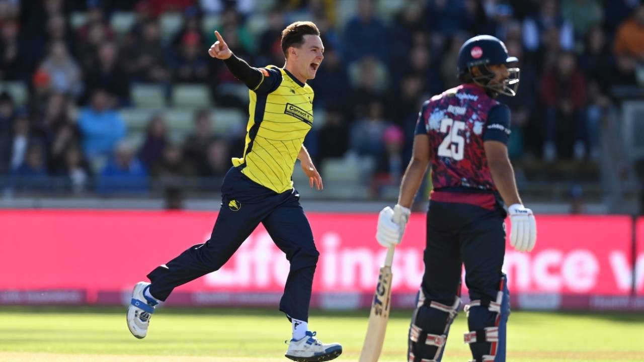 Sonny Baker removed the dangerous Ravi Bopara, Northants vs Hampshire, Vitality Blast semi-final, Edgbaston, September 13, 2025