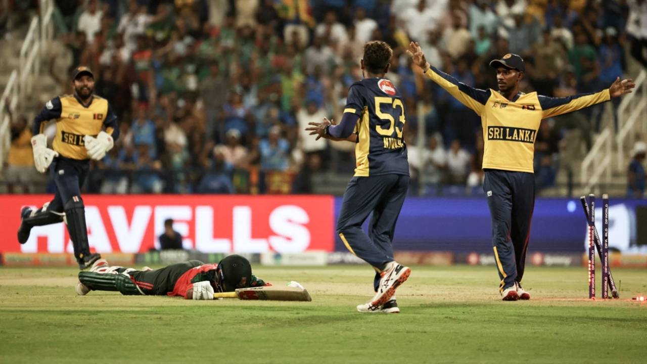 Towhid Hridoy was run out by Kamil Mishara, Bangladesh vs Sri Lanka, Men's T20 Asia Cup, Abu Dhabi, September 13, 2025