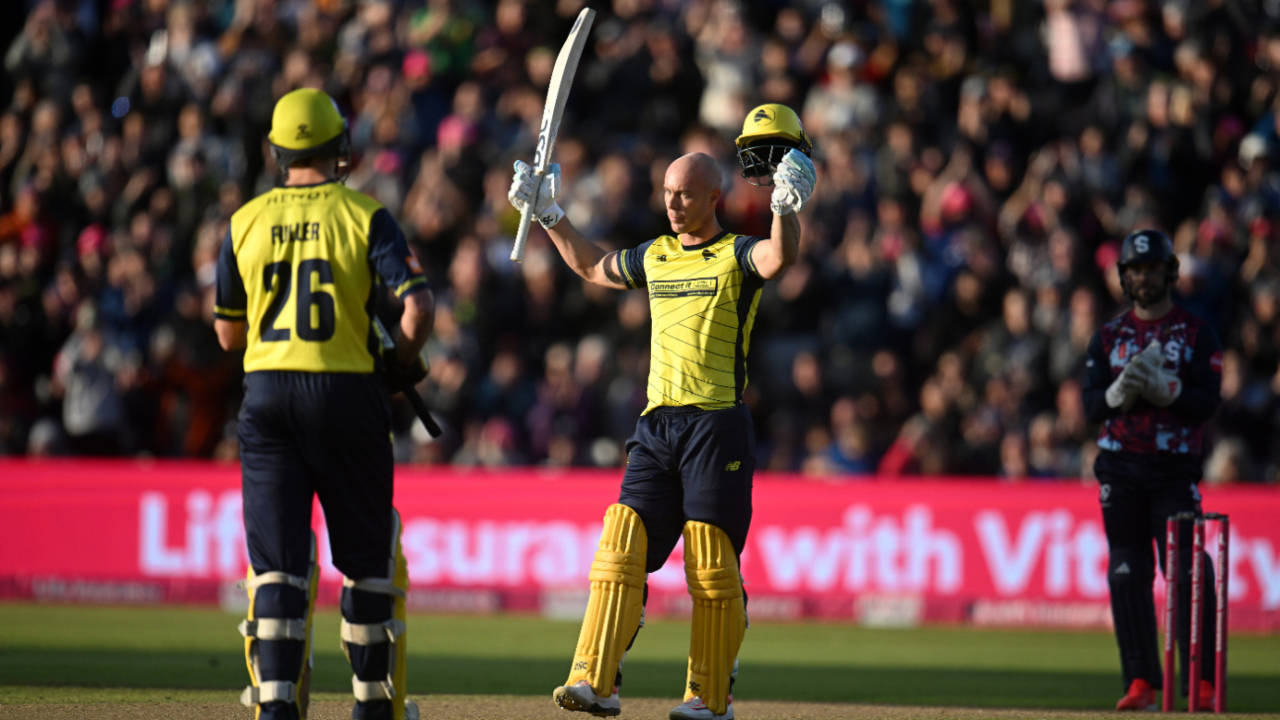 Chris Lynn landed the first-ever Finals Day hundred, Northants vs Hampshire, Vitality Blast semi-final, Edgbaston, September 13, 2025