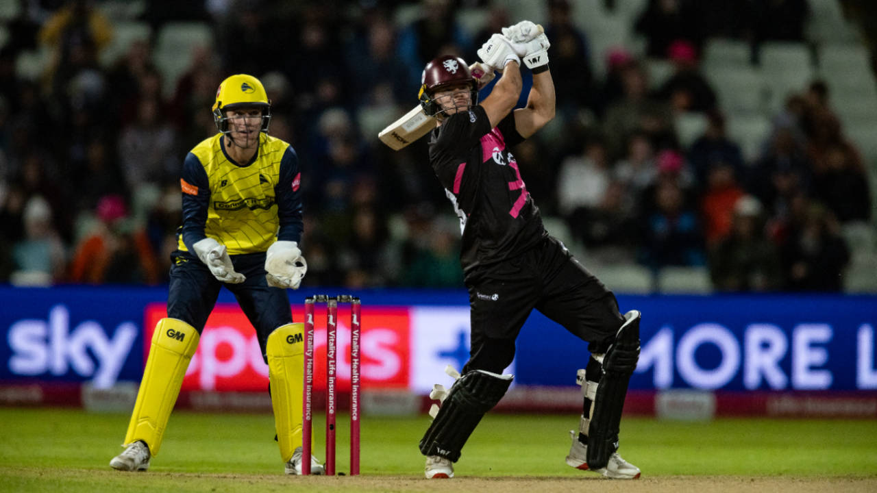 Will Smeed launches a drive down the ground, Hampshire vs Somerset, Men's T20 Blast final, Edgbaston, September 13, 2025