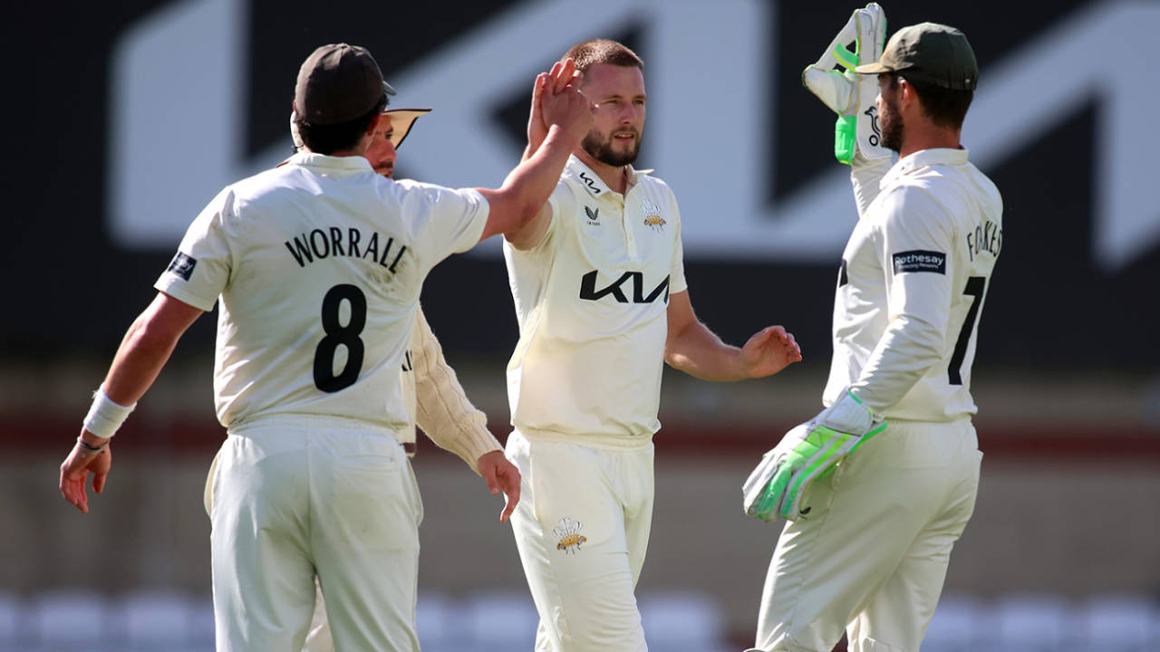 Gus Atkinson made the breakthrough in the morning session, Surrey vs Nottinghamshire, County Championship, Division One, The Oval, September 15, 2025