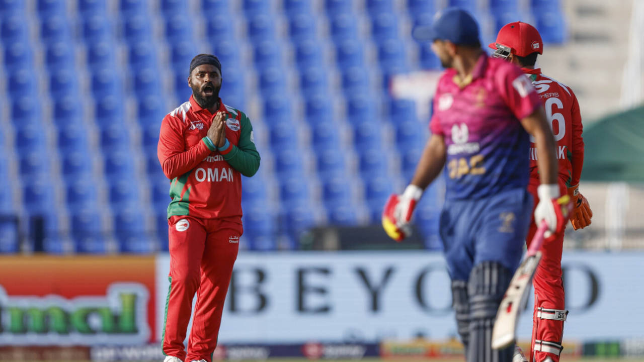 Samay Shrivastava gave Oman a crucial breakthrough, UAE vs Oman, Men's T20 Asia Cup, Abu Dhabi, September 15, 2025