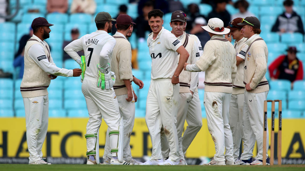 Matt Fisher struck twice during the afternoon, Surrey vs Nottinghamshire, County Championship, Division One, The Oval, September 15, 2025