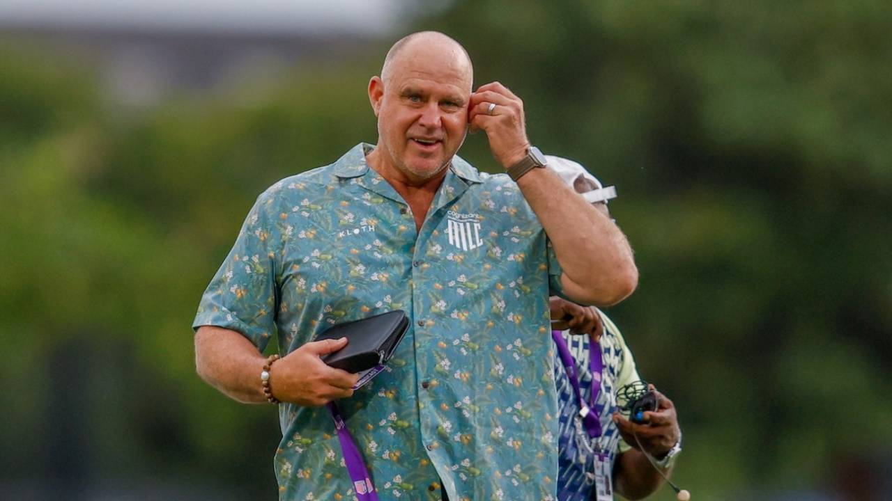 Matthew Hayden on the field ahead of the game, Texas Super Kings vs Washington Freedom, MCL, Lauderhill, Florida, July 2, 2025