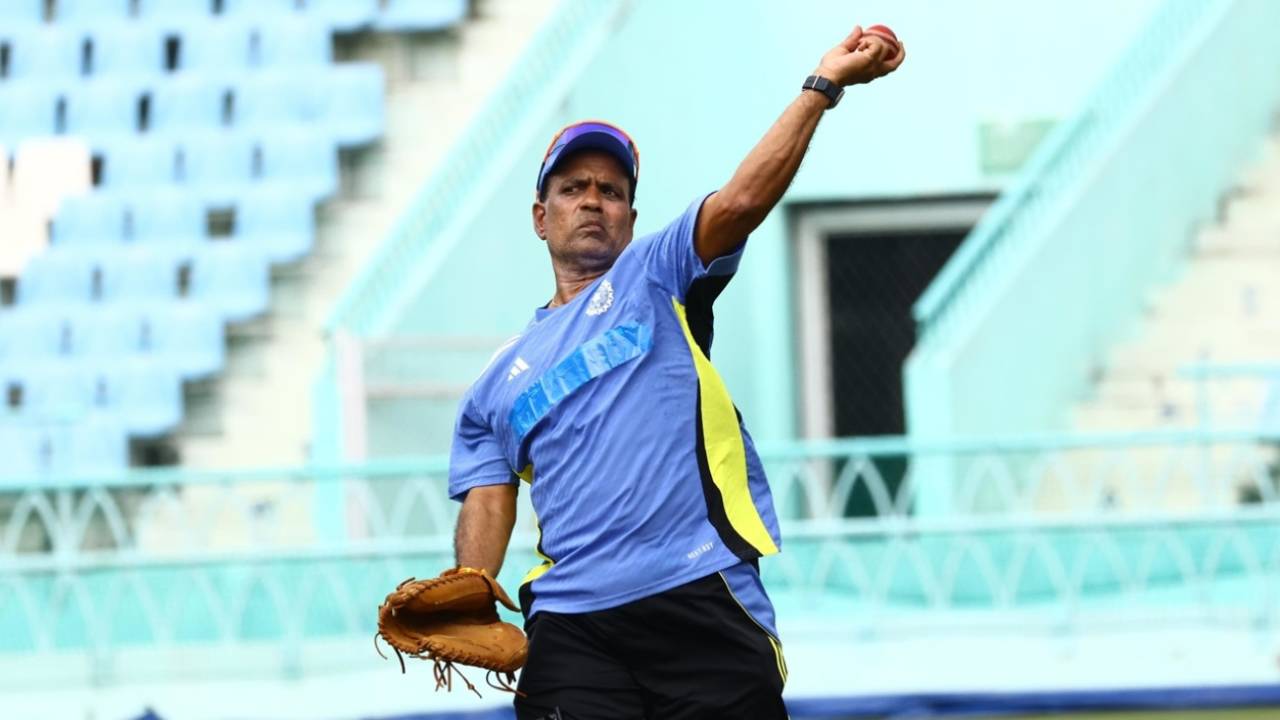 Bowling coach Sunil Joshi in action, India A vs Australia A, Lucknow, September 14, 2025