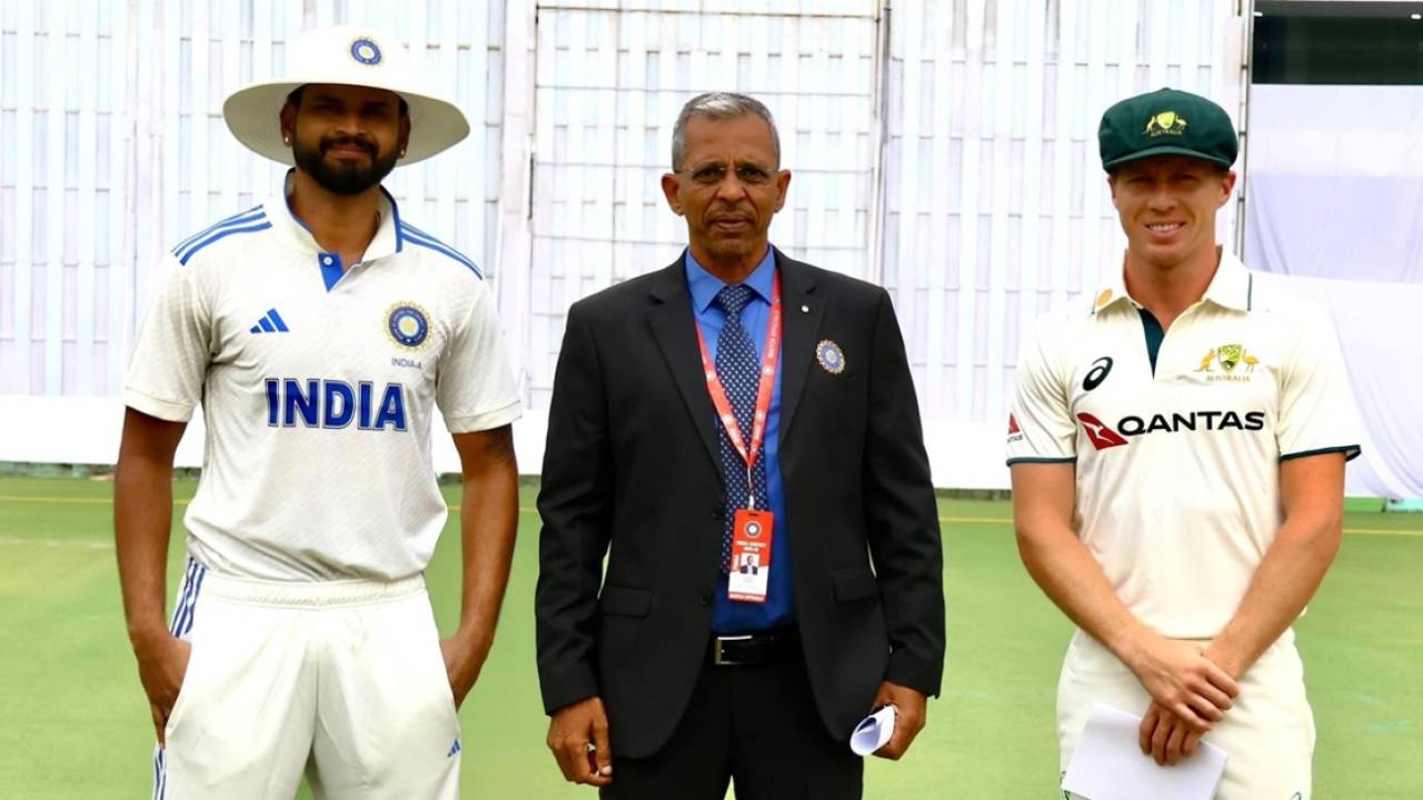 Captains Shreyas Iyer and Nathan McSweeney at the toss, India A vs Australia A, 1st unofficial Test, Lucknow, Day 1, September 16, 2025