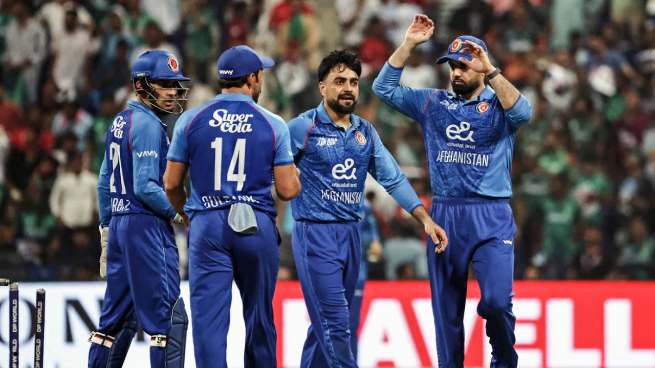 Rashid Khan celebrates his breakthrough, Bangladesh vs Afghanistan, Men's T20 Asia Cup, Abu Dhabi, September 16, 2025