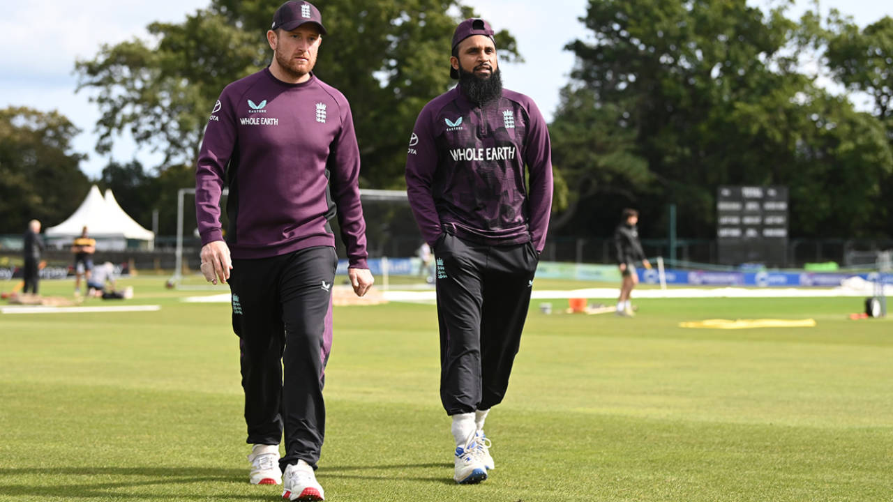 Liam Dawson and Adil Rashid at net practice, Ireland vs England, 1st T20I, Dublin, September 16, 2025