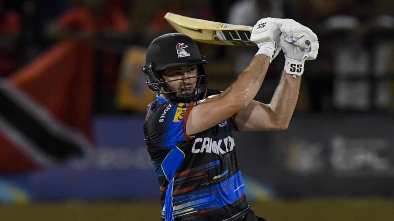Andries Gous pulls the ball on his way to a half-century, Antigua and Barbuda Falcons vs Trinbago Knight Riders, CPL 2025, Providence, September 16, 2025