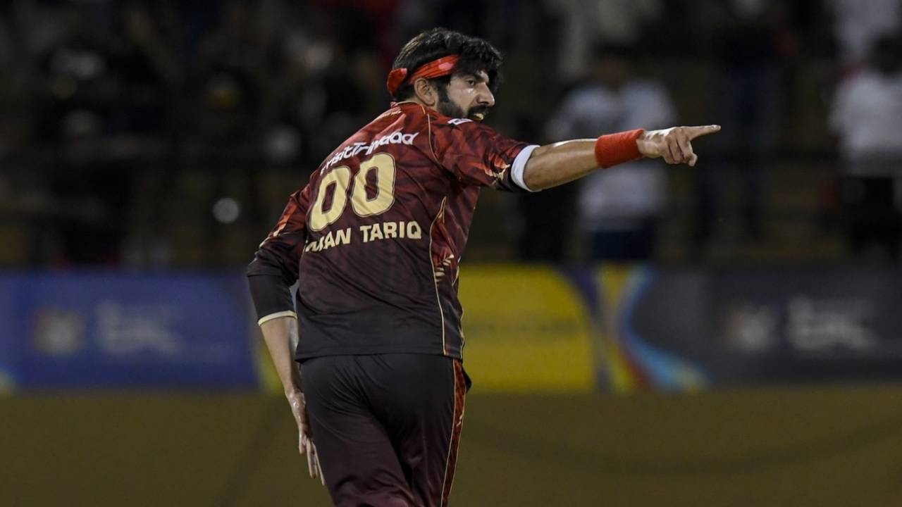 Usman Tariq was among the wickets again, Antigua and Barbuda Falcons vs Trinbago Knight Riders, CPL 2025, Providence, September 16, 2025