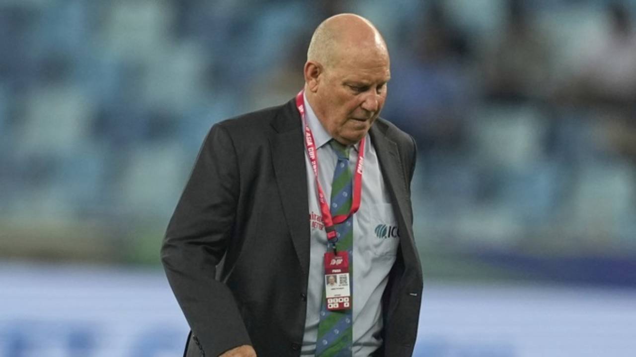 Match referee Andy Pycroft on the field, UAE vs Pakistan, Men's T20 Asia Cup, Dubai, September 17, 2025
