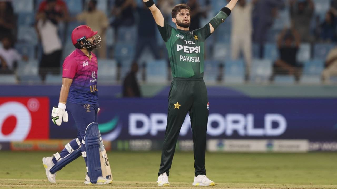 Shaheen Shah Afridi's trademark celebration came out early, UAE vs Pakistan, Men's T20 Asia Cup, Dubai, September 17, 2025