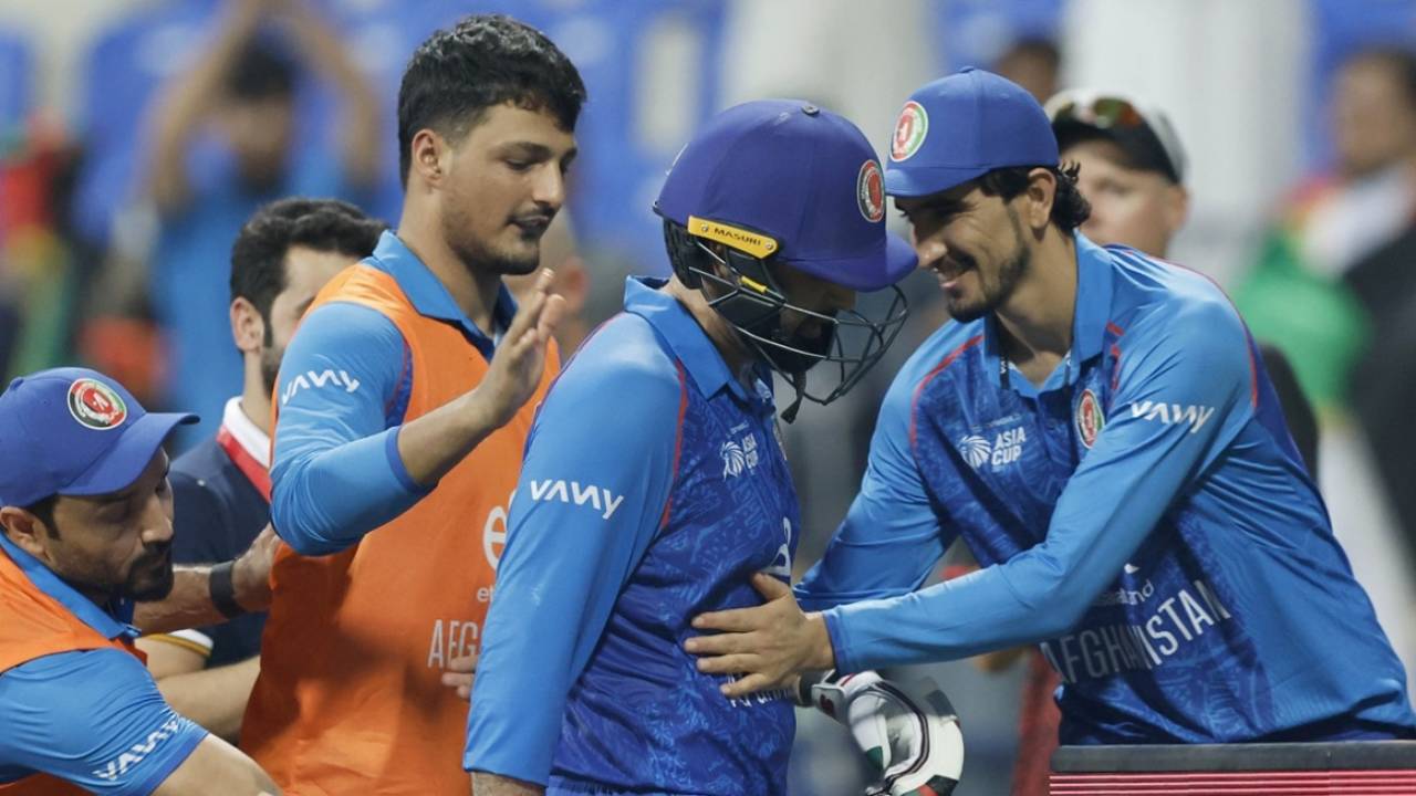 Mohammad Nabi gets the accolades after his innings of 60 from 22 balls, Afghanistan vs Sri Lanka, Men's T20 Asia Cup, Abu Dhabi, September 18, 2025
