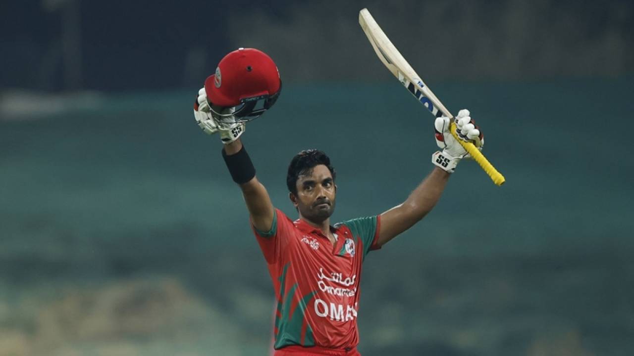 Aamir Kaleem celebrates his fifty , India vs Oman, Asia Cup, Dubai, September 19, 2025