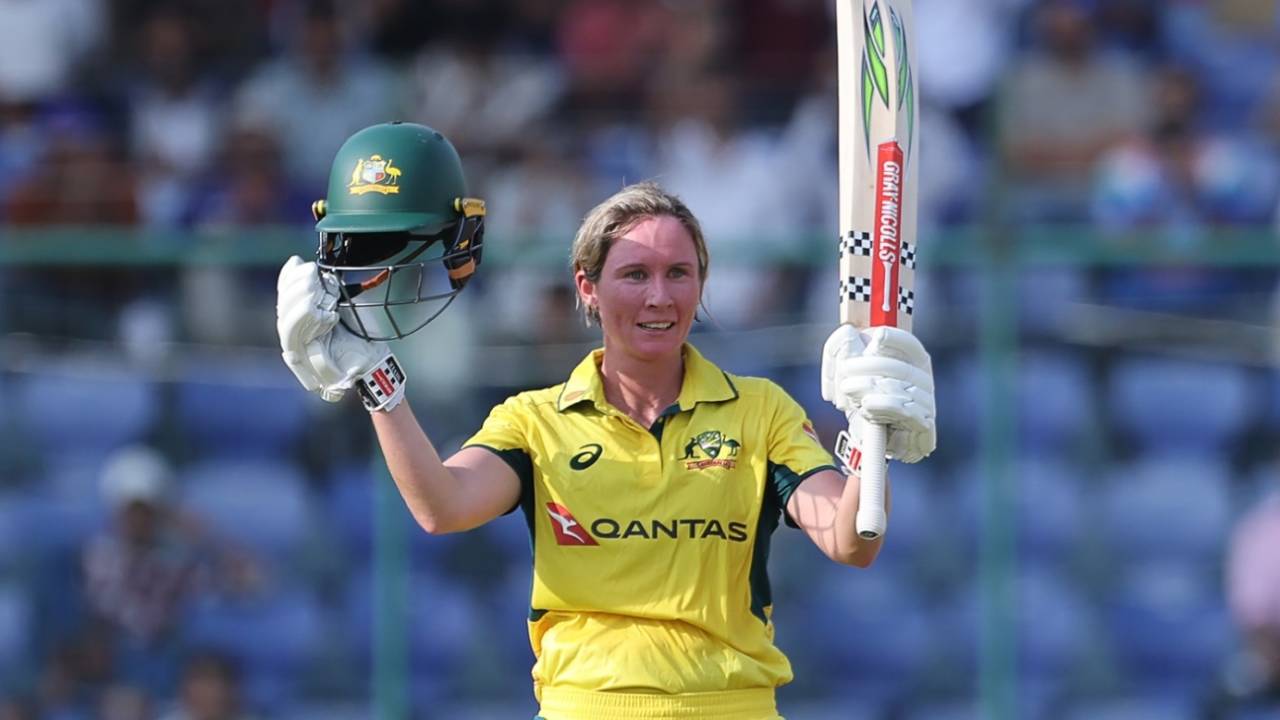 Beth Mooney completed her century off just 57 balls, the joint second-fastest, India vs Australia, 3rd women's ODI, Delhi, September 20, 2025