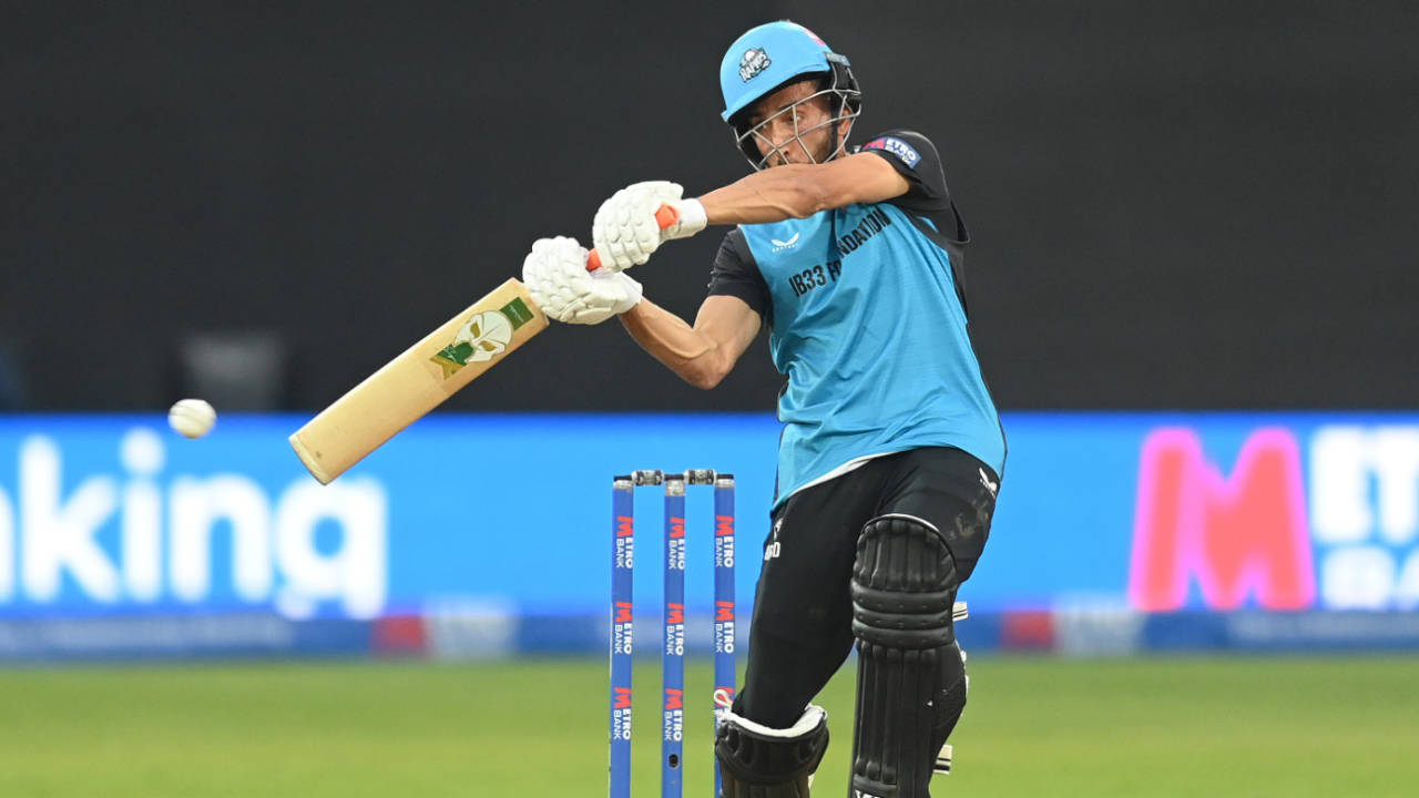 Kashif Ali drives during Worcestershire's final victory, Metro Bank One-Day Cup final, Trent Bridge, September 20, 2025