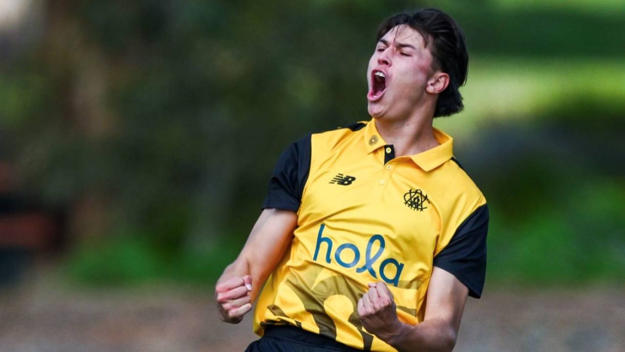 Albert Esterhuysen celebrates a wicket on debut, South Australia vs Western Australia, One-Day Cup (Australia), Adelaide, September 24, 2025