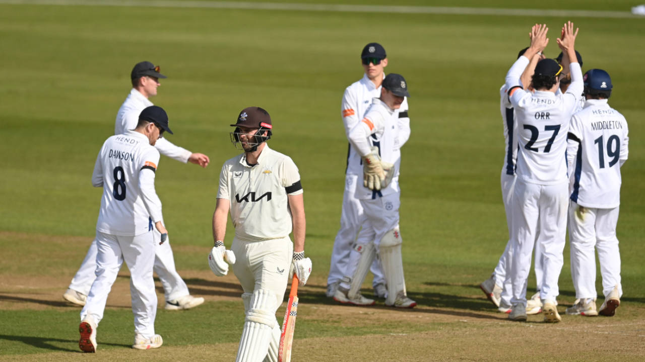 Dom Sibley fell to Kyle Abbott as Surrey stumbled against Hampshire, Hampshire vs Surrey, County Championship, Utilita Bowl, September 24, 2025