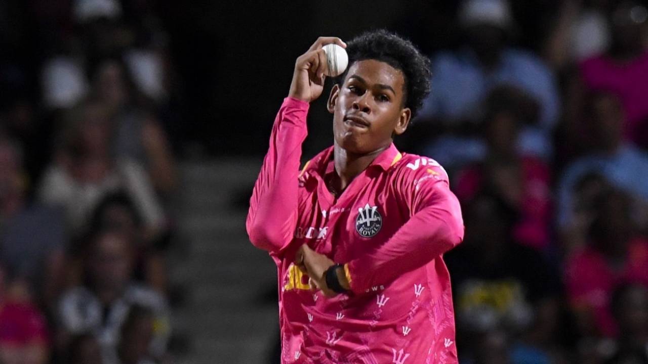 Zishan Motara bowls, Barbados Royals avd Trinbago Knight Riders, CPL 2025, Bridgetown, September 12, 2025