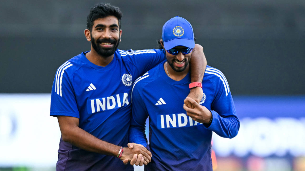 Jasprit Bumrah, who was rested for the game, has a laugh with Tilak Varma, India vs Sri Lanka, Men's T20 Asia Cup, Dubai, September 26, 2025