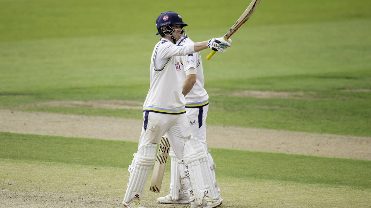 George Hill acknowledges reaching fifty, Yorkshire vs Durham, County Championship, Headingley, September 26, 2025