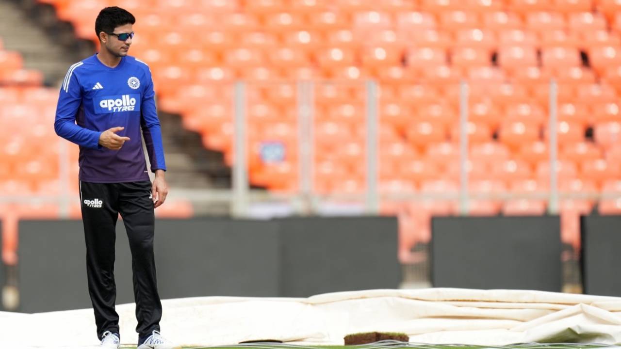 Shubman Gill inspects the Ahmedabad pitch, Ahmedabad, September 30, 2025