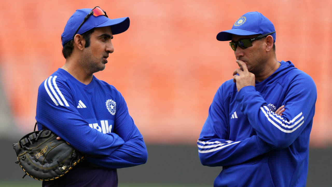 Gautam Gambhir and Ajit Agarkar in a discussion, Ahmedabad, October 1, 2025