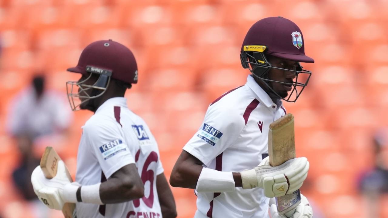 Justin Greaves and Khary Pierre put on a battling stand, India vs West Indies, 1st Test, Ahmedabad, 1st day, October 2, 2025
