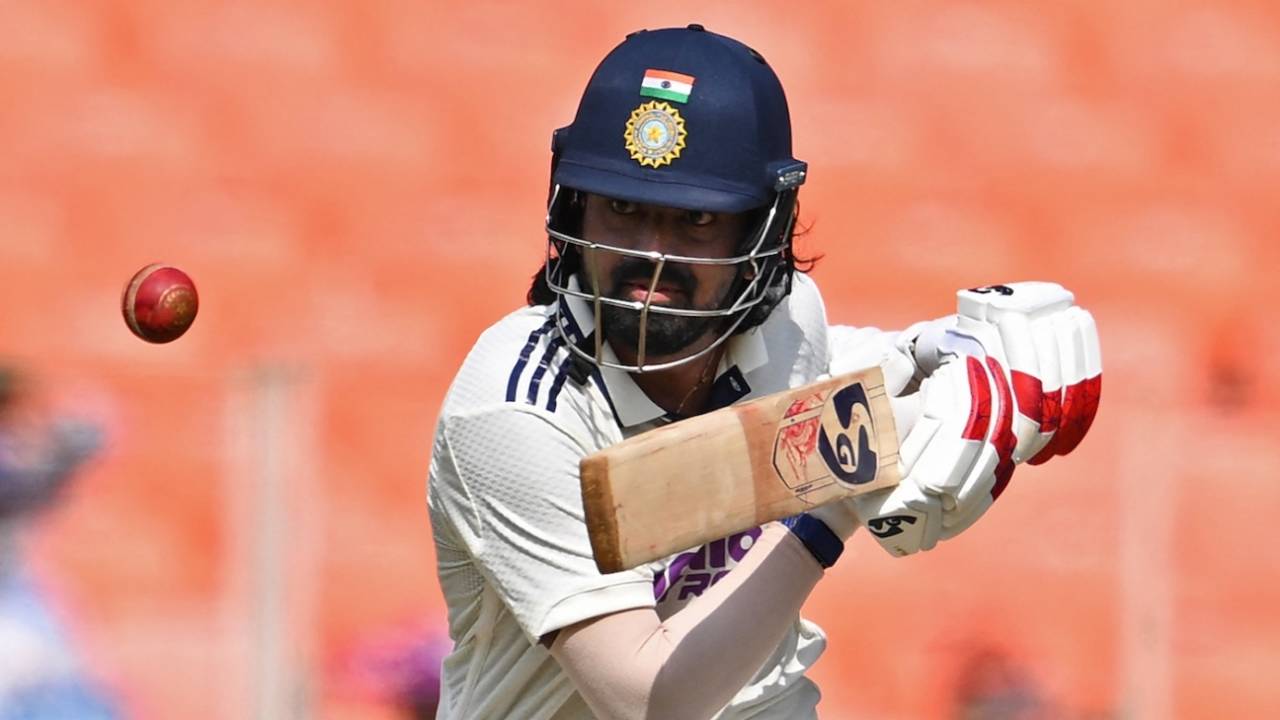 KL Rahul follows the ball out of his bat, India vs West Indies, 1st Test, Ahmedabad, 1st day, October 2, 2025