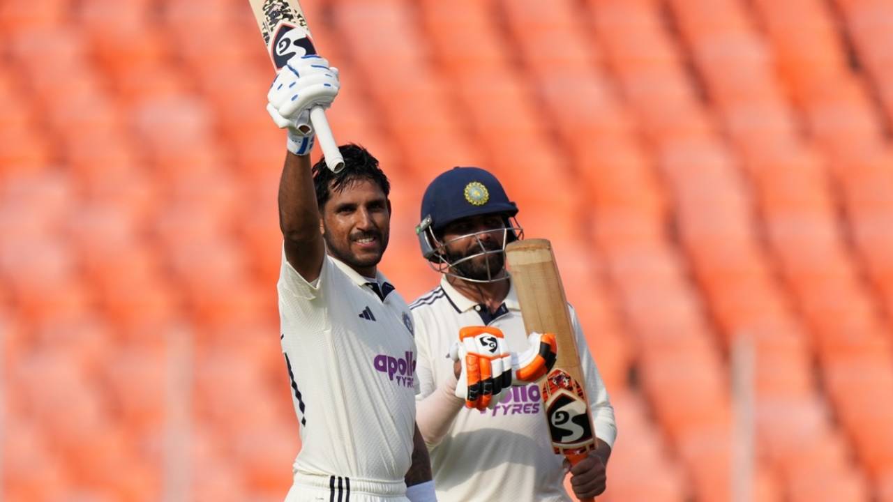 Dhruv Jurel celebrates his century with Ravindra Jadeja, India vs West Indies, 1st Test, Ahmedabad, 2nd day, October 3, 2025