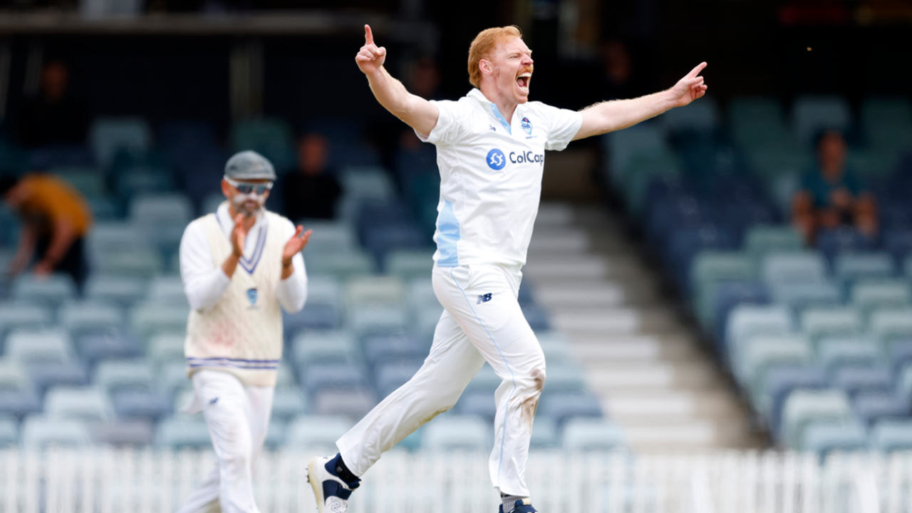 Liam Hatcher took four wickets on the final day, Western Australia vs New South Wales, Sheffield Shield, WACA, October 7, 2025