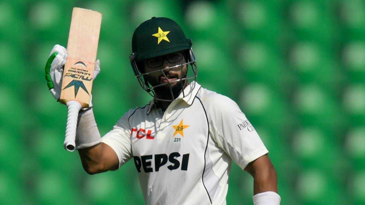 Imam-ul-Haq raises his bat after reaching a fifty, Pakistan vs South Africa, 1st Test, Day 1, Lahore, October 12, 2025