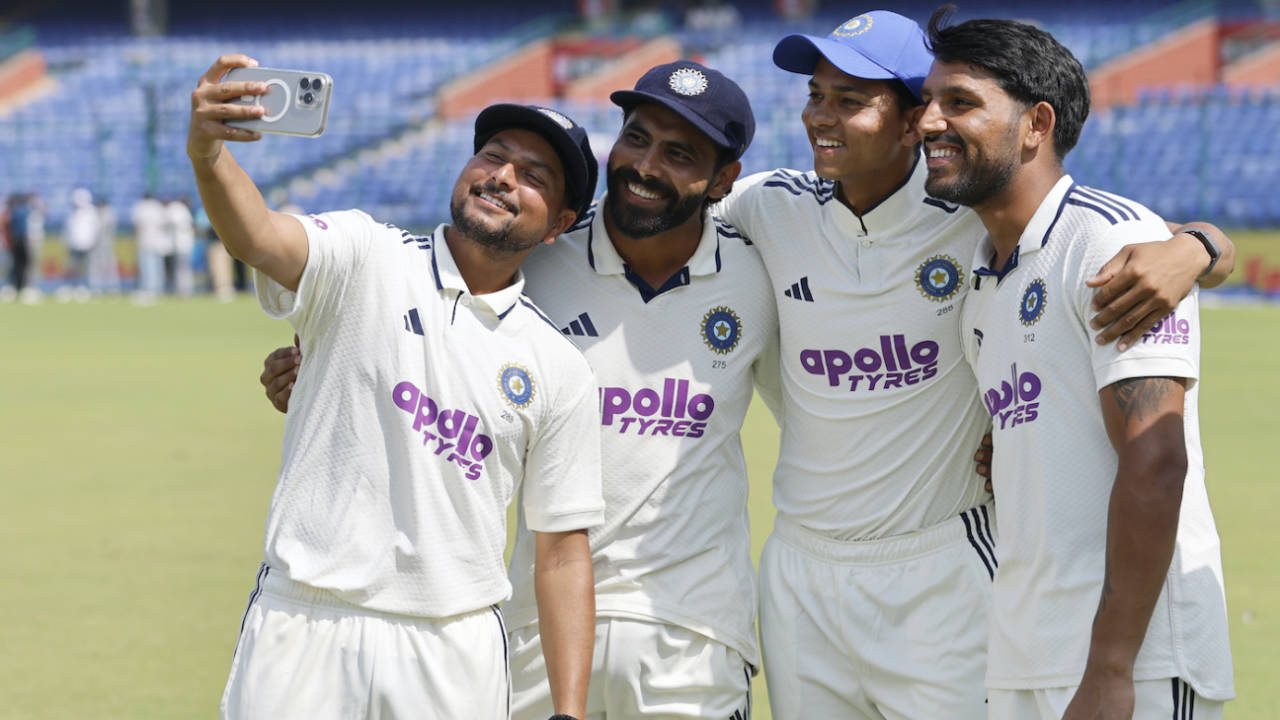 'What's a series win without a selflie?' say Kuldeep Yadav, Ravindra Jadeja, Yashasvi Jaiswal, and Dhruv Jurel, India vs West Indies, 2nd Test, Delhi, 5th Day, October 14, 2025